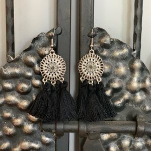 Black statement tassel earrings